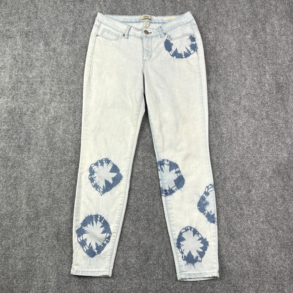 Vintage America Blues Womens Boho Skinny Ankle Jeans 8/29 Mid Rise Tie Dye